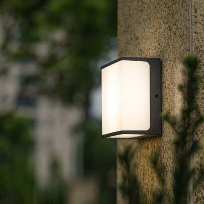 Orr Moderno LED Aplique Exterior Solar Blanco/Negro Pasillo/Balcón Acrílico 3 Tamaños 10CM 15CM 35CM