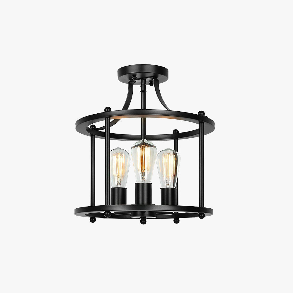 Alessio Vintage LED Lámpara de Techo A Medio Terminar Negro Salón/Dormitorio Metal y Vidrio 4 Llamas