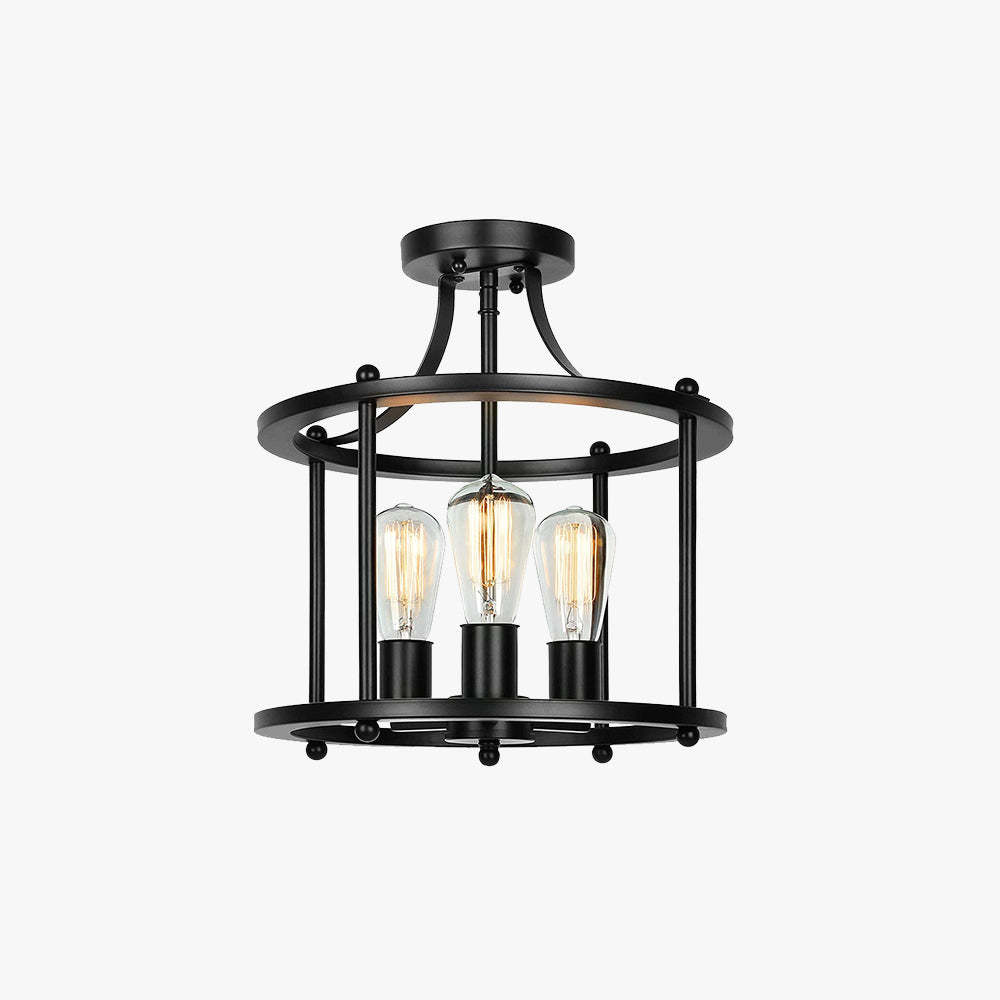 Alessio Vintage LED Lámpara de Techo A Medio Terminar Negro Salón/Dormitorio Metal y Vidrio 4 Llamas