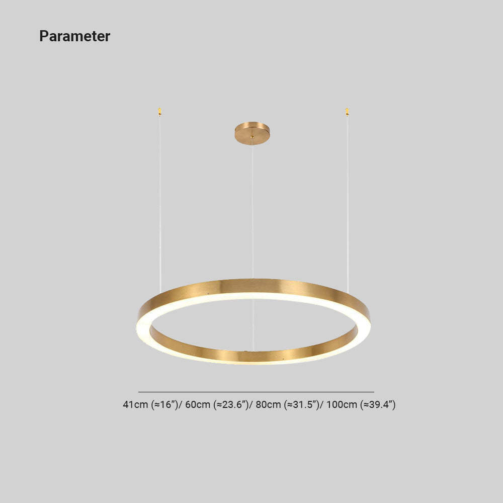 Arisha Moderno Lámpara Colgante Anillo Salón Dormitorio, Oro, Metal Acrílico