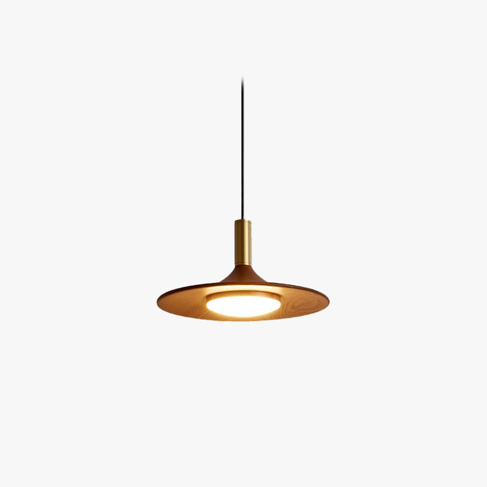 Carins Moderna LED Lámpara colgante Marrón para Salón/Dormitorio/Comedor, de Metal y Madera