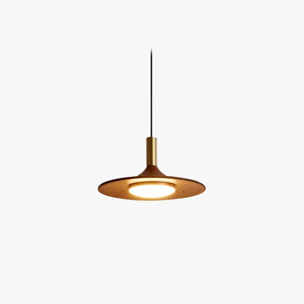 Carins Moderna LED Lámpara colgante Marrón para Salón/Dormitorio/Comedor, de Metal y Madera