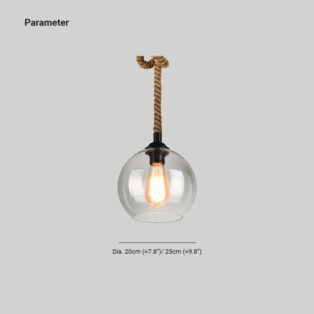 Hailie Industrial LED Lámpara Colgante Transparente/Ámbar Salón/Dormitorio Metal&Vidrio&Cuerda de Cáñamo ∅20/25CM