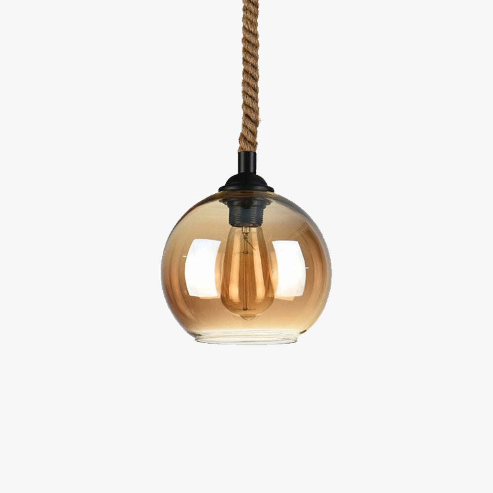 Hailie Industrial LED Lámpara Colgante Transparente/Ámbar Salón/Dormitorio Metal&Vidrio&Cuerda de Cáñamo ∅20/25CM