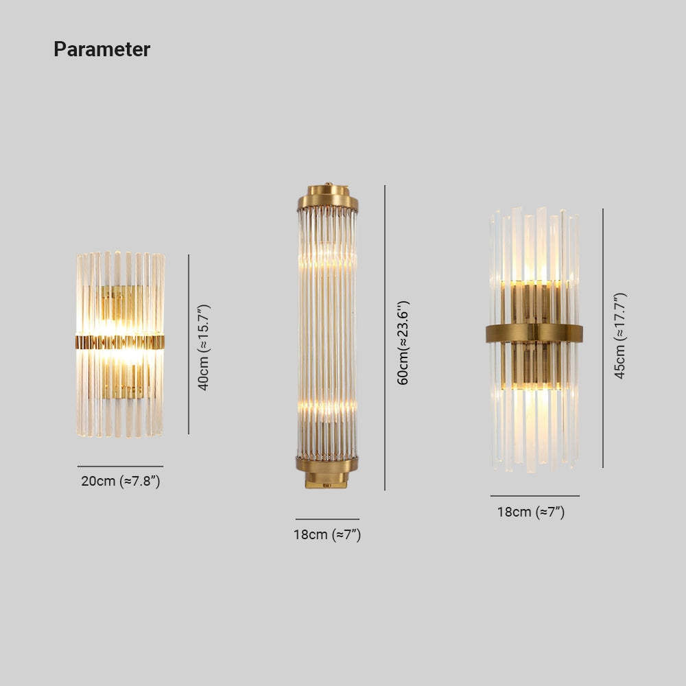 Orr Moderno Cilíndrico LED Aplique Oro Dormitorio/Pasillo Interior Metal y Cristal 45/50CM Largo
