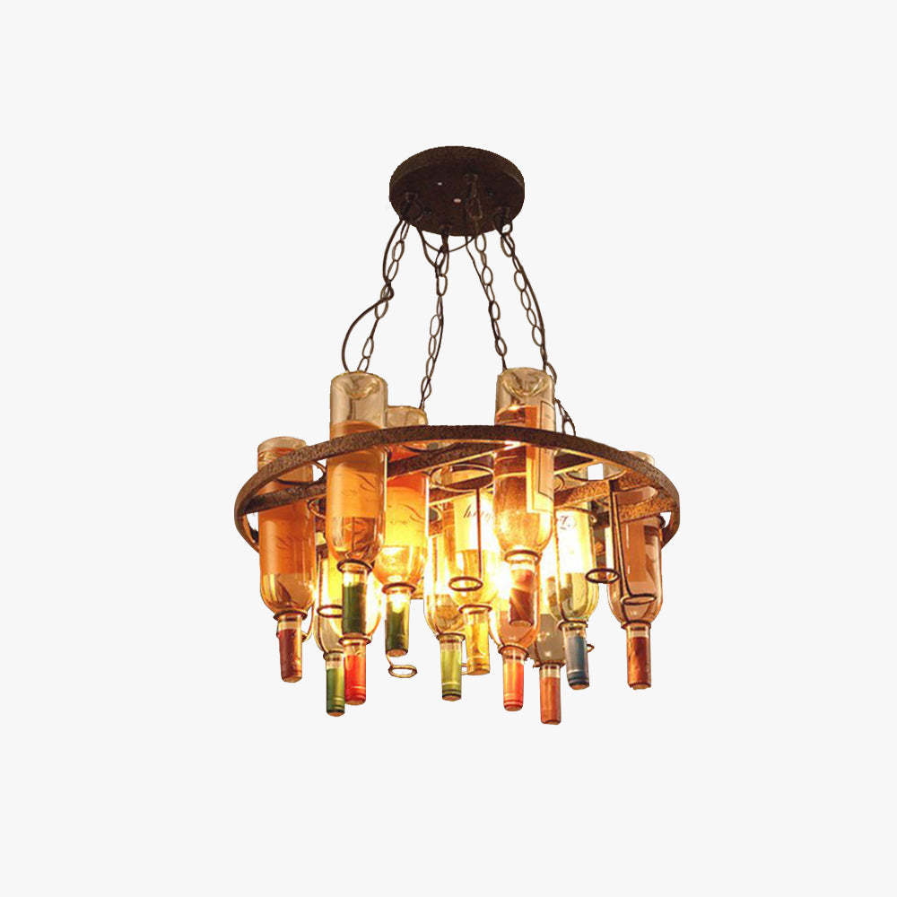 Hailie Antiguo Lámpara Colgante, Botella de Vino, Metal/Vidrio, Colorido, Dormitorio