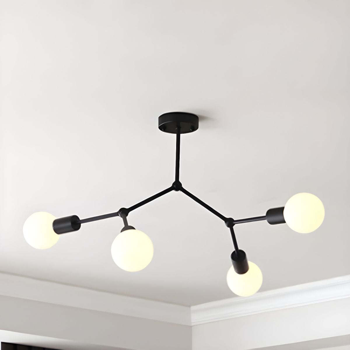 Valentina Industrial Lámparas de Araña, Negro/Blanco/Oro
