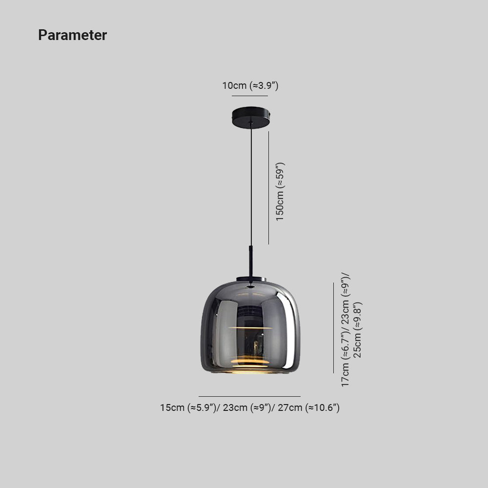 Hailie Moderno LED Lámpara Colgante Tazón Sala de Estar Dormitorio, Negro, Cristal
