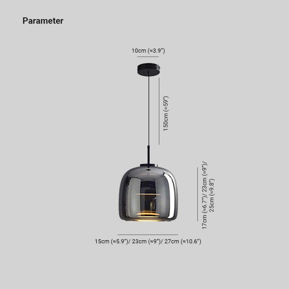 Hailie Moderno LED Lámpara Colgante Tazón Sala de Estar Dormitorio, Negro, Cristal