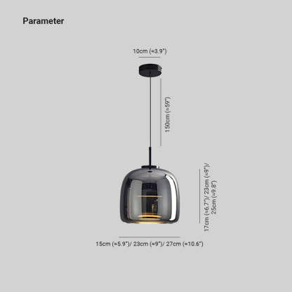 Hailie Moderno LED Lámpara Colgante Tazón Sala de Estar Dormitorio, Negro, Cristal