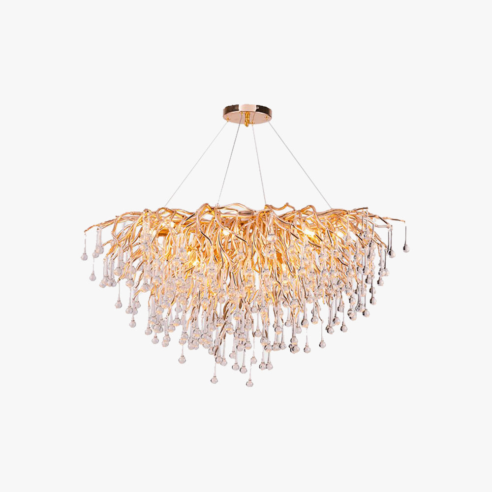 Colon Diseño LED Lámparas de Araña Con Borla Oro Salón/Dormitorio/Comedor Metal y Cristal ∅60CM/80CM/100CM