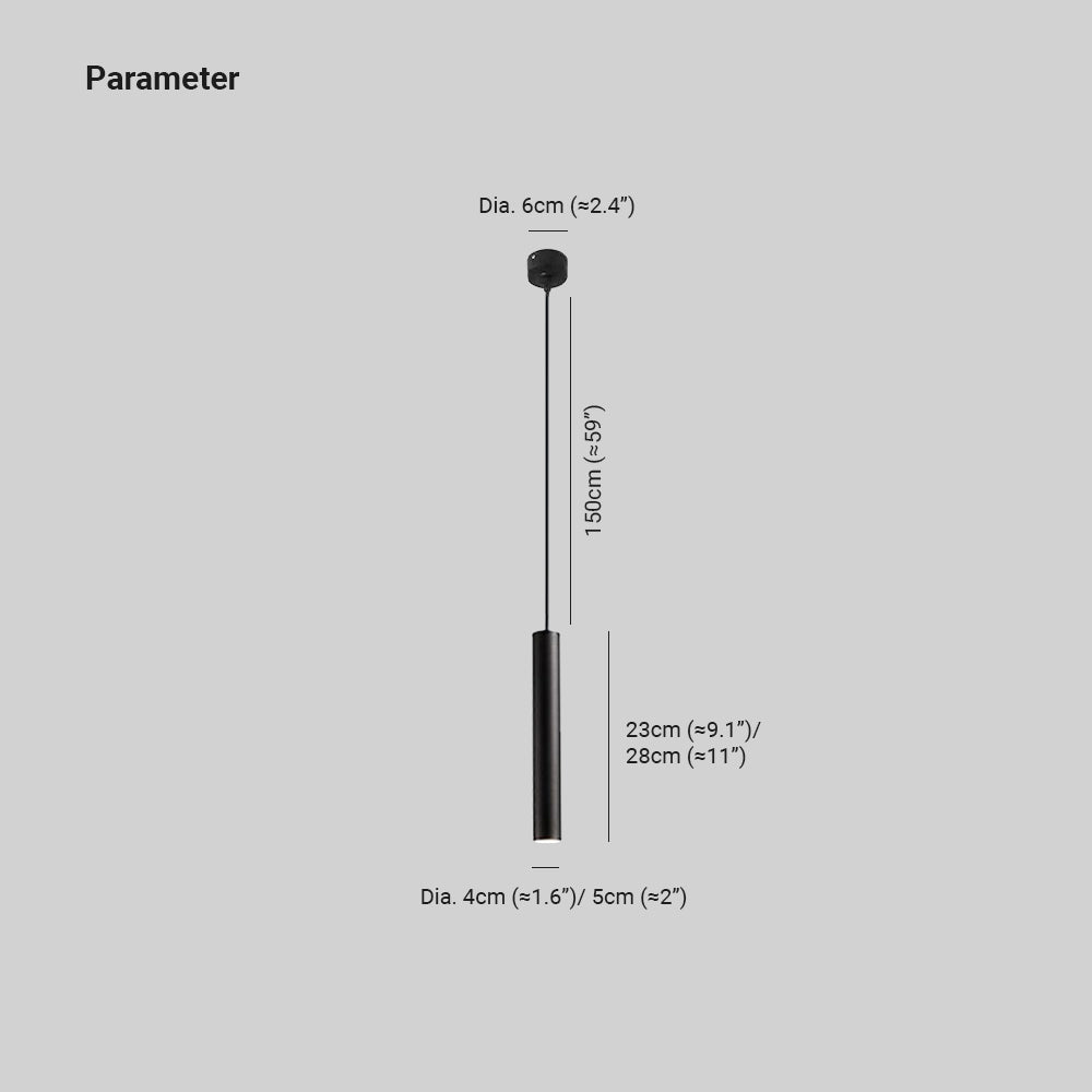 Edge Lámpara Colgante Negro, Cilindro, 23/28CM Largo