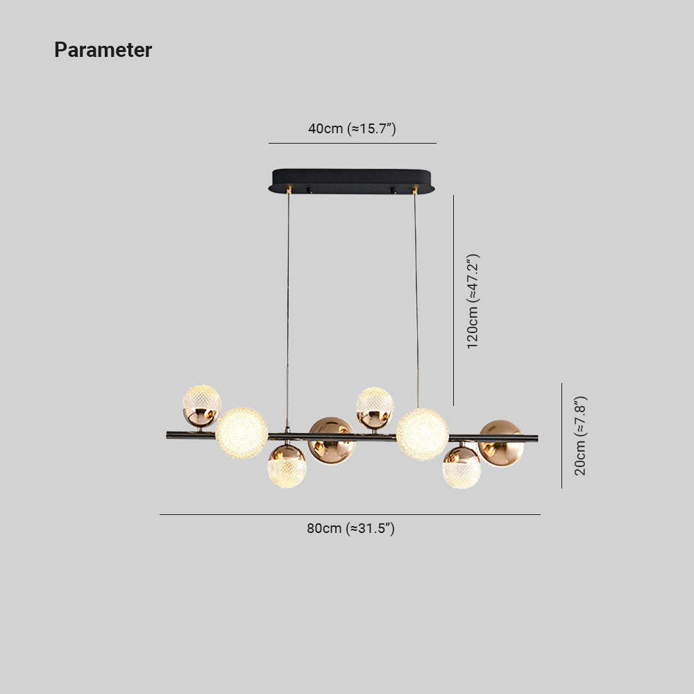 Valentina Moderno Burbujas LED Lámpara Colgante Negro Mesa de Comedor/Sala de Estar Metal Vidrio 8-Llamas 80CM Largo