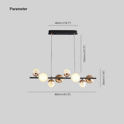 Valentina Moderno Burbujas LED Lámpara Colgante Negro Mesa de Comedor/Sala de Estar Metal Vidrio 8-Llamas 80CM Largo