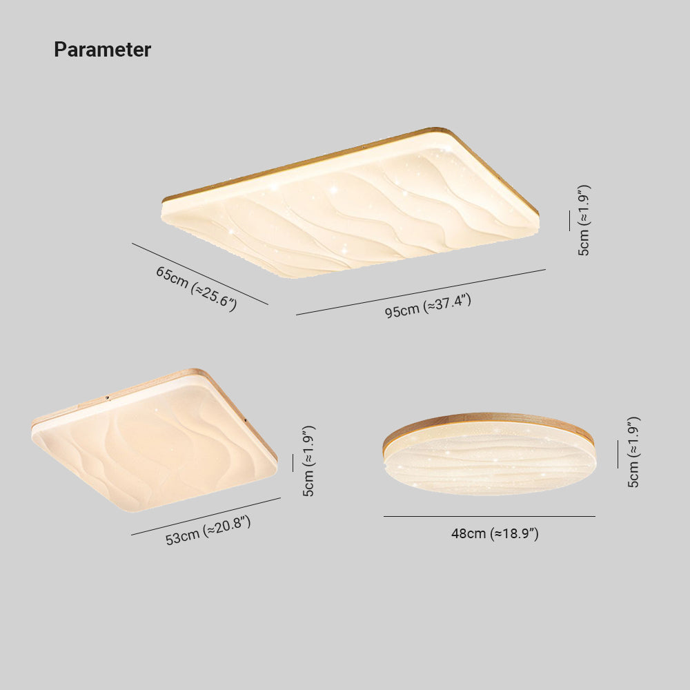Ozawa Minimalista Geométrico LED Luz de Techo Blanco Dormitorio Madera Acrílico