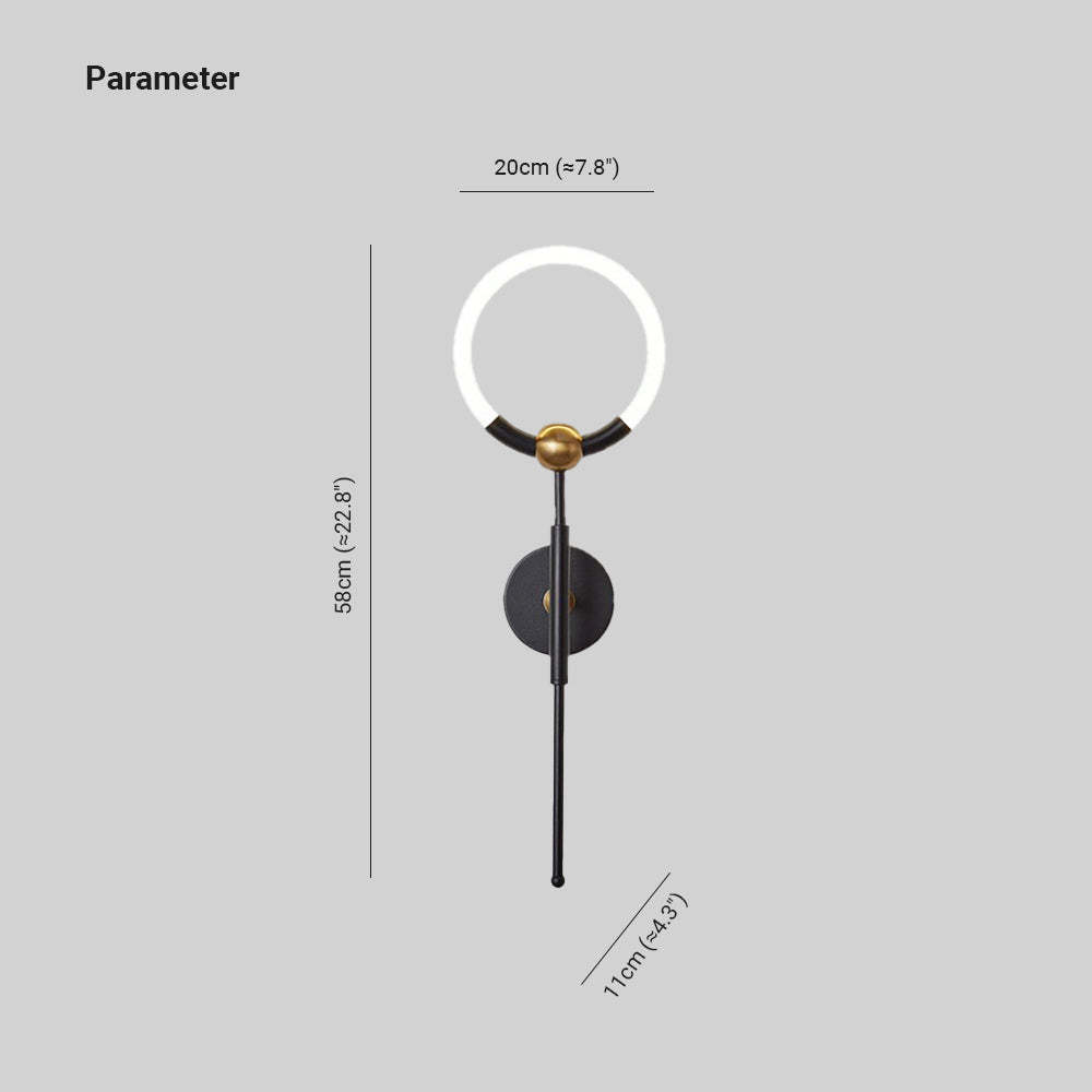 Arisha Moderno Anillo LED Aplique Negro/Oro Mesa de Comedor/Baño Metal Acrílico