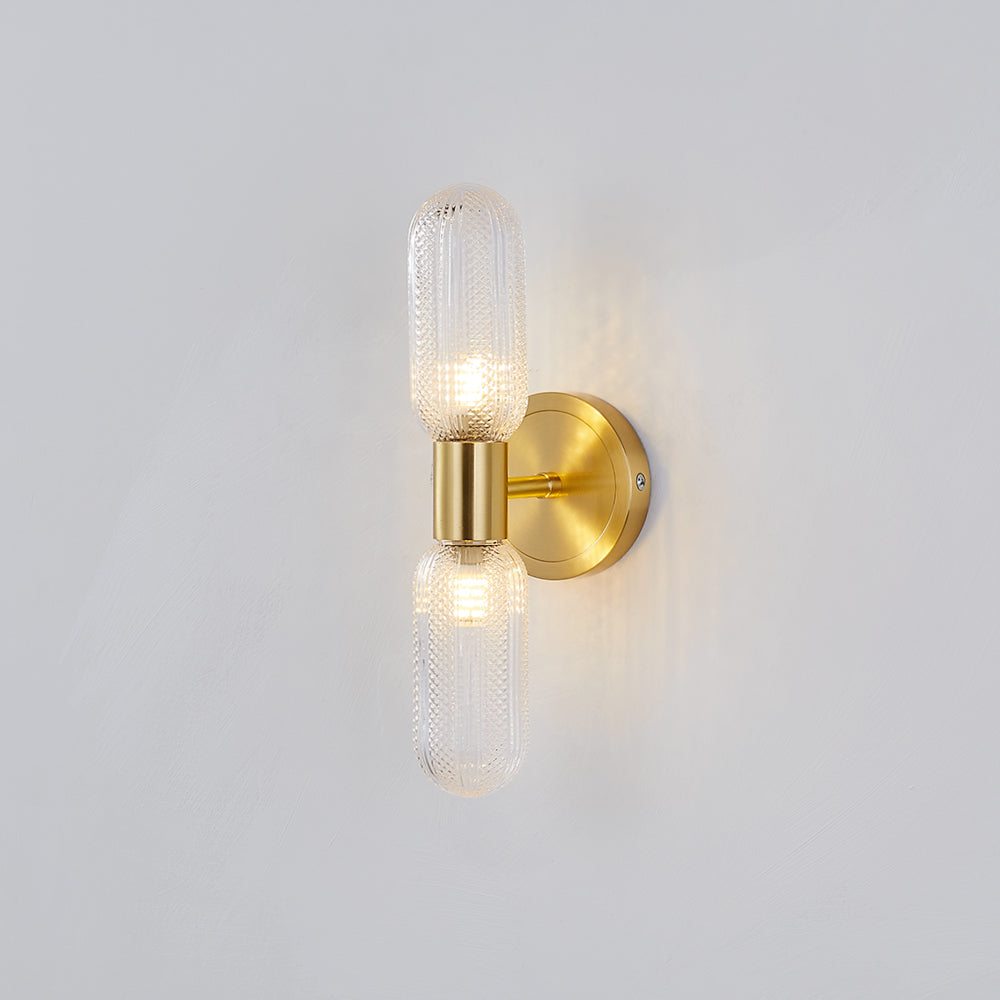 Hailie Lujo Bola LED Aplique Oro Dormitorio Metal Vidrio 2 Luminarias