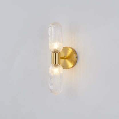 Hailie Lujo Bola LED Aplique Oro Dormitorio Metal Vidrio 2 Luminarias