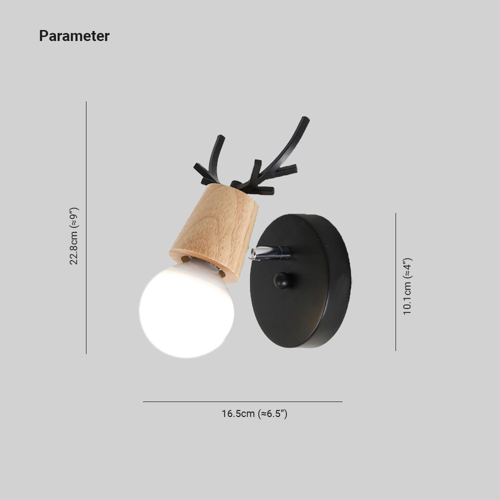 Ozawa Moderno Cuerno LED Luz de Pared Negro Blanco Dormitorio Baño Metal Madera Vaso