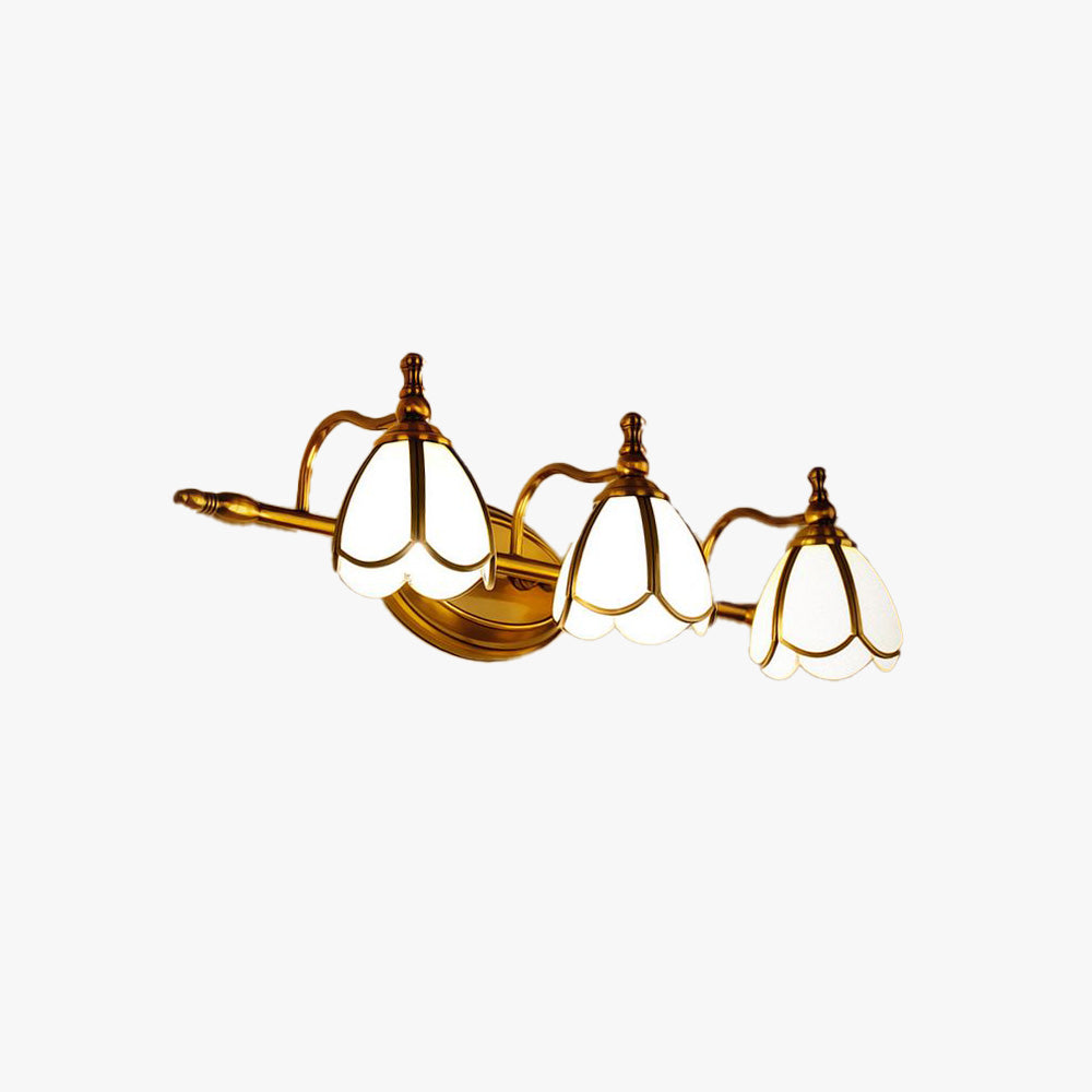 Félicie Retro Flor LED Aplique Blanco/Amarillo Cuarto de Baño/Salón Metal Vidrio 2/3/4/5 Luminarias