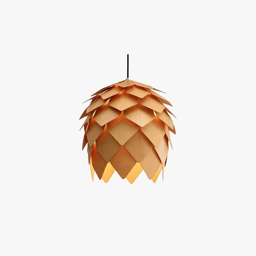 Ozawa Diseño LED Lámpara Colgante Piña Oro Comedor/Dormitorio/Sala de Estar Madera