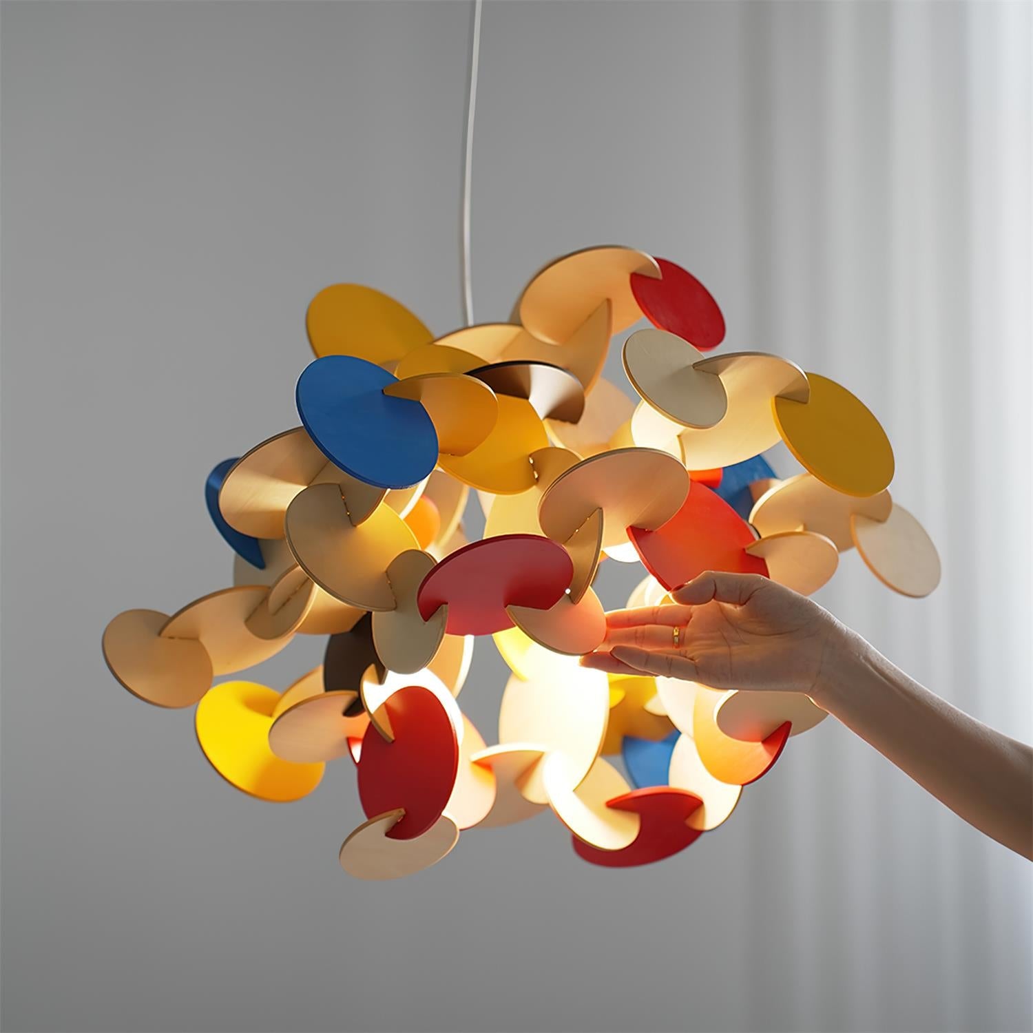Retro Colorful Wood Pendant Lamp