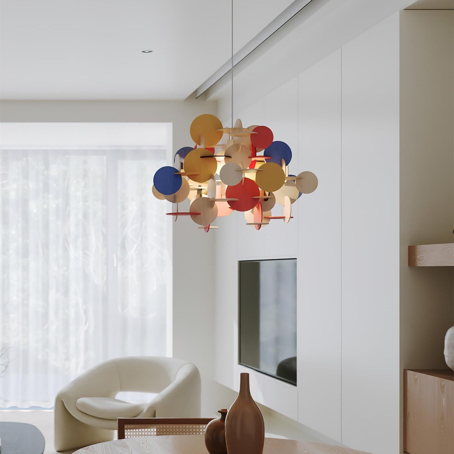 Retro Colorful Wood Pendant Lamp