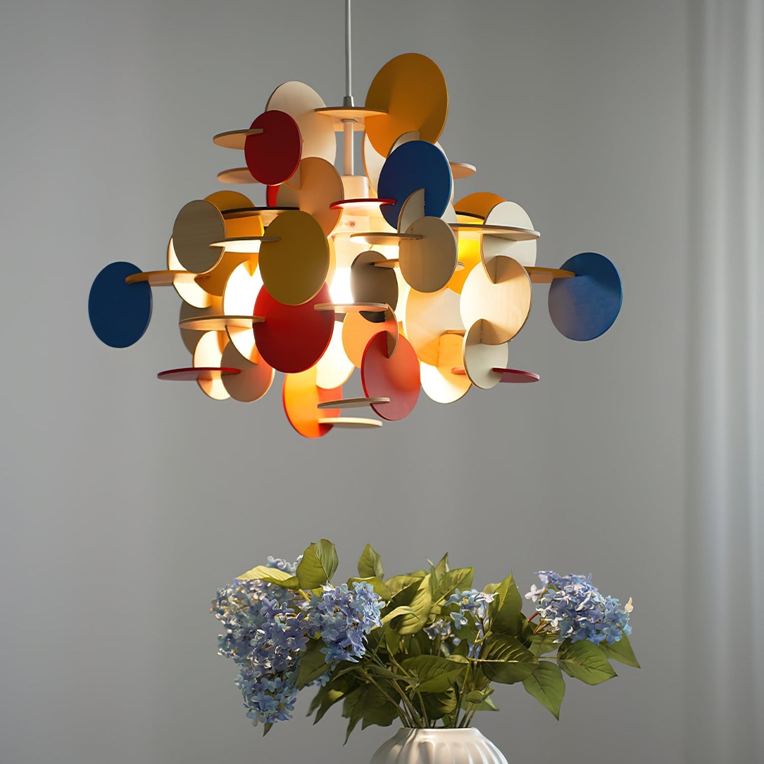 Retro Colorful Wood Pendant Lamp