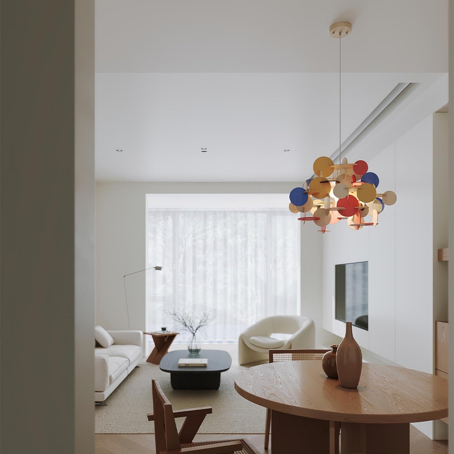 Retro Colorful Wood Pendant Lamp