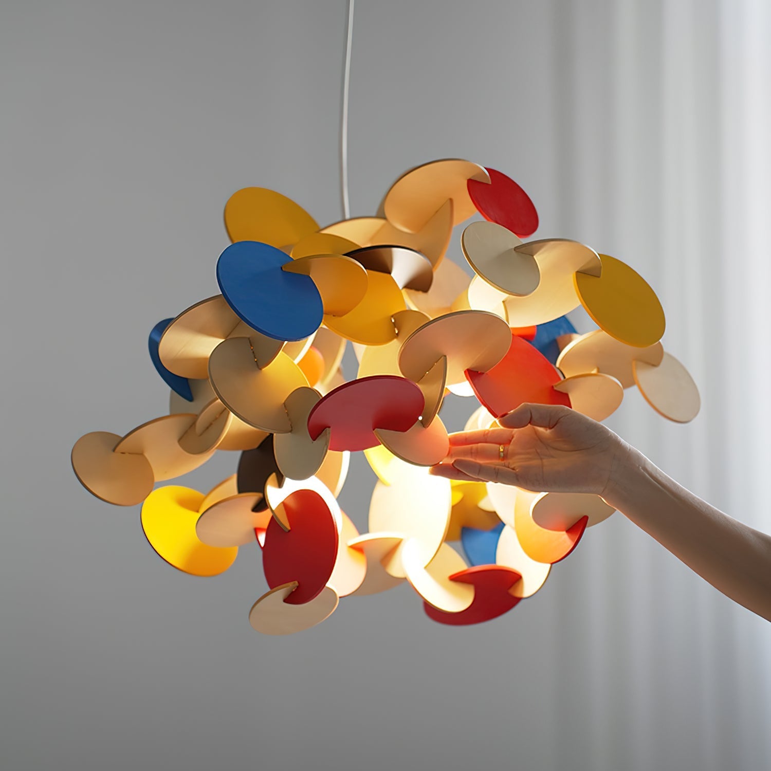 Retro Colorful Wood Pendant Lamp