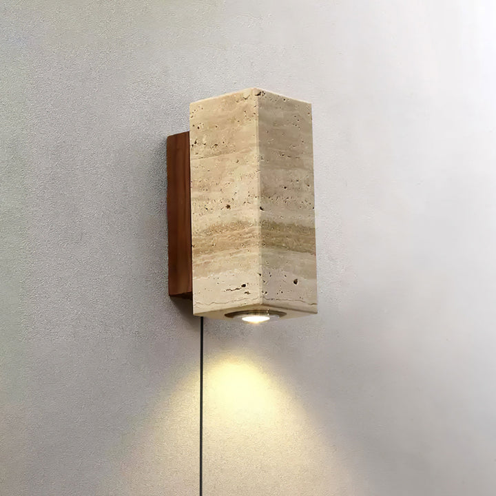 Dune Blend Yellow Travertine Wood Wall Light