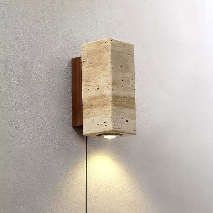 Dune Blend Yellow Travertine Wood Wall Light