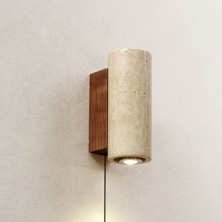 Dune Blend Yellow Travertine Wood Wall Light
