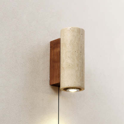 Dune Blend Yellow Travertine Wood Wall Light