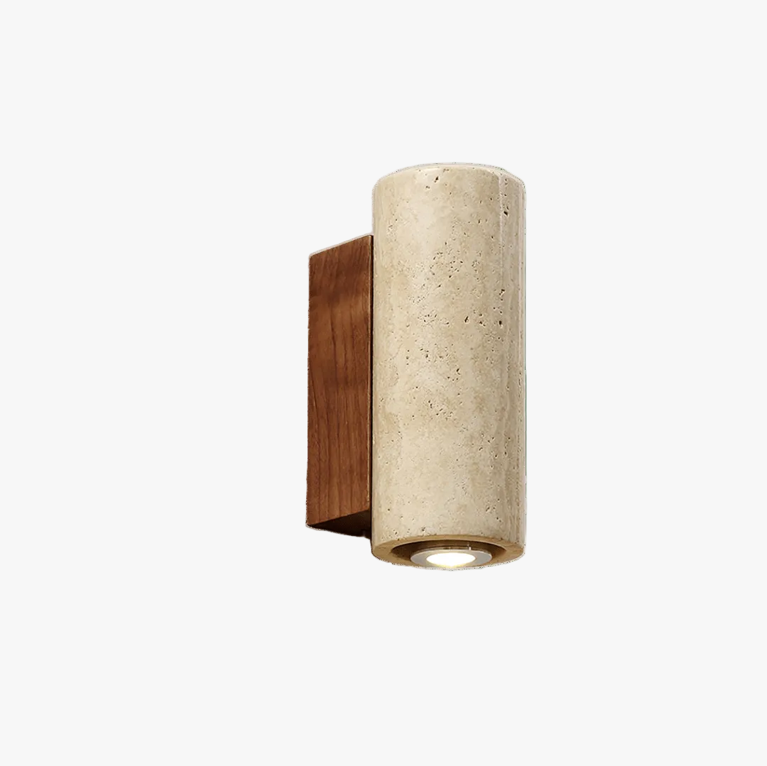 Dune Blend Yellow Travertine Wood Wall Light