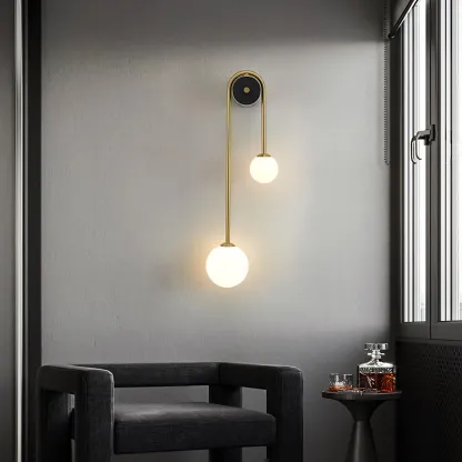 Edge Minimalismo Metal Gris Negro Latón Vidrio Lámpara de Pared Dormitorio Salón
