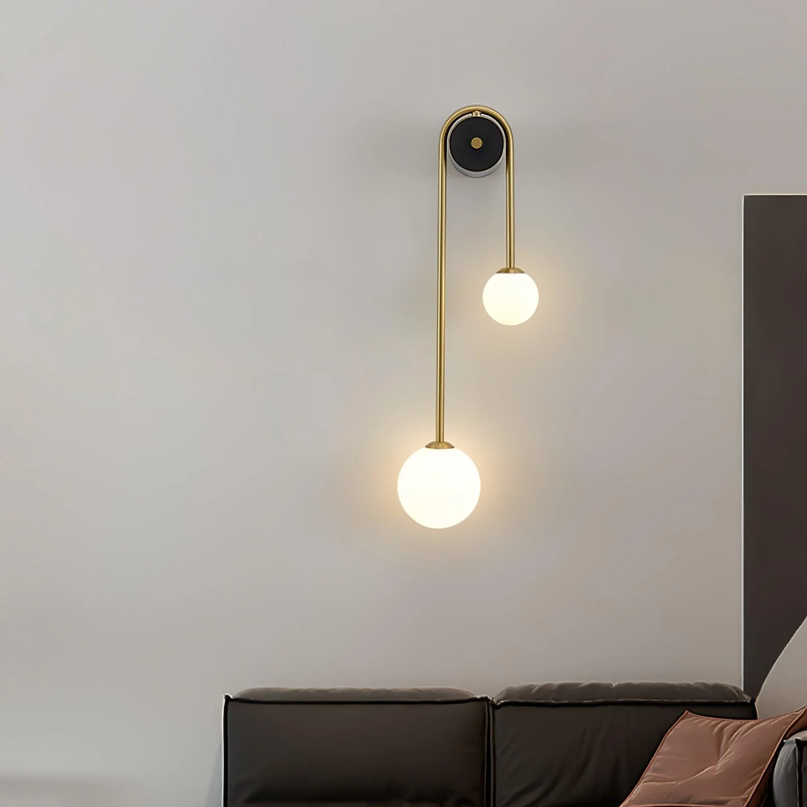 Edge Minimalismo Metal Gris Negro Latón Vidrio Lámpara de Pared Dormitorio Salón