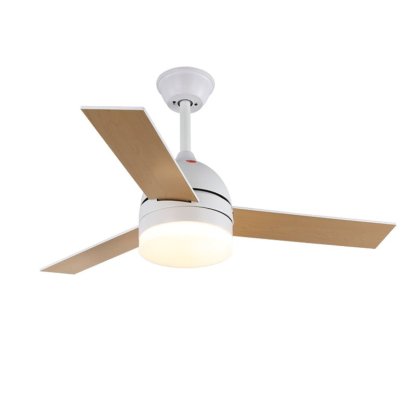 Ventilador de Techo Minimalista Selena de Madera con Luz, vista de la estructura metálica y la pantalla acrílica