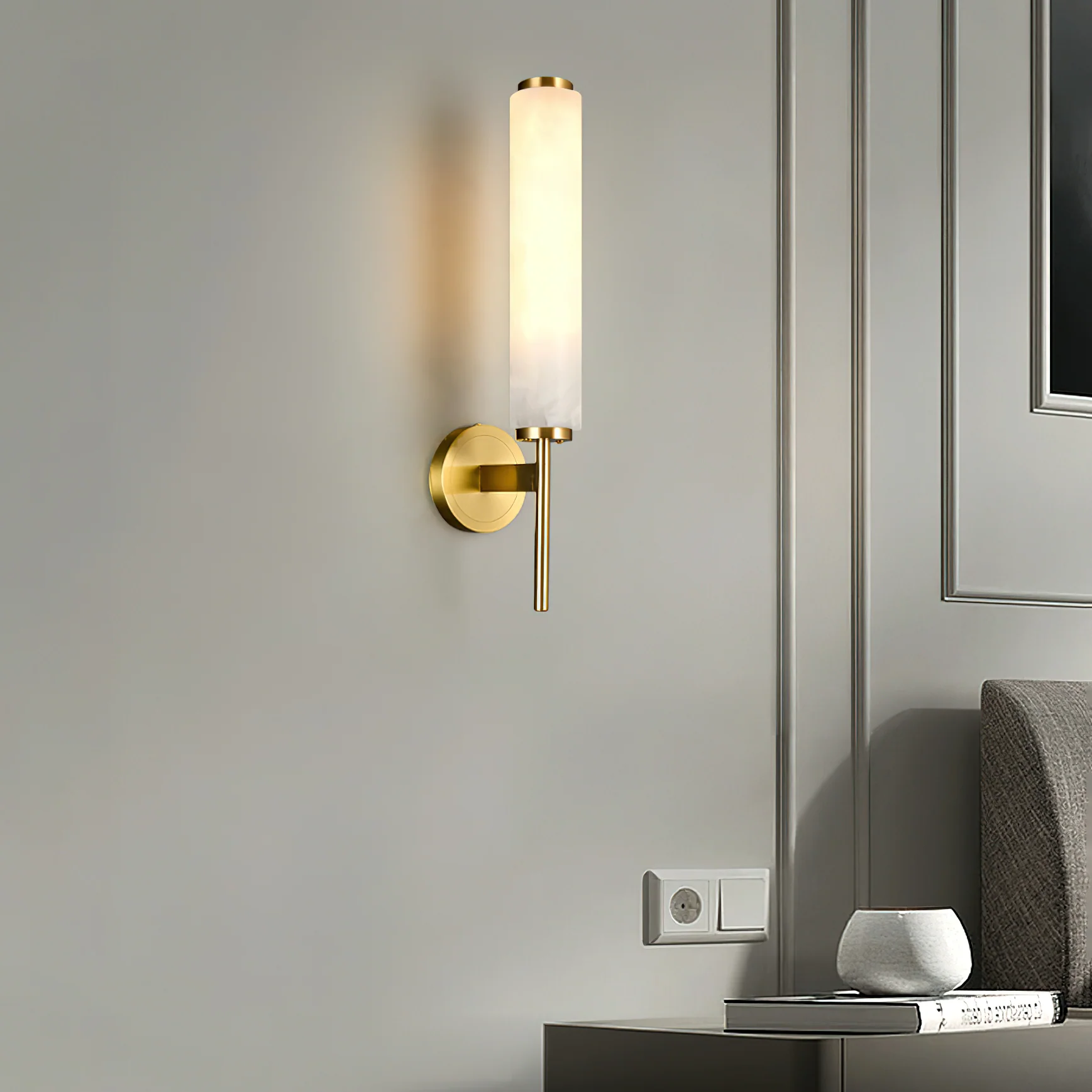 Jade Moderno Inusual Alabastro Lámpara de Pared Bedroom Dormitorio Salón