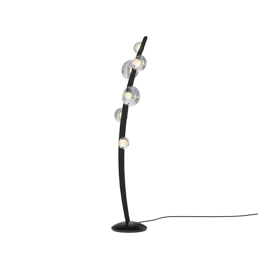 Halo Curved Metal Glass Floor Lamp