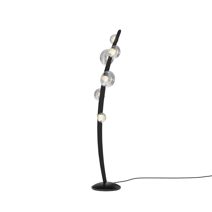 Halo Curved Metal Glass Floor Lamp