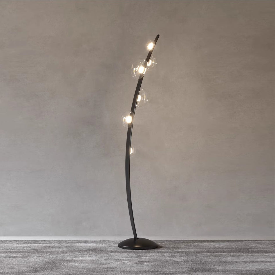 Halo Curved Metal Glass Floor Lamp