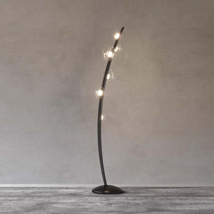 Halo Curved Metal Glass Floor Lamp