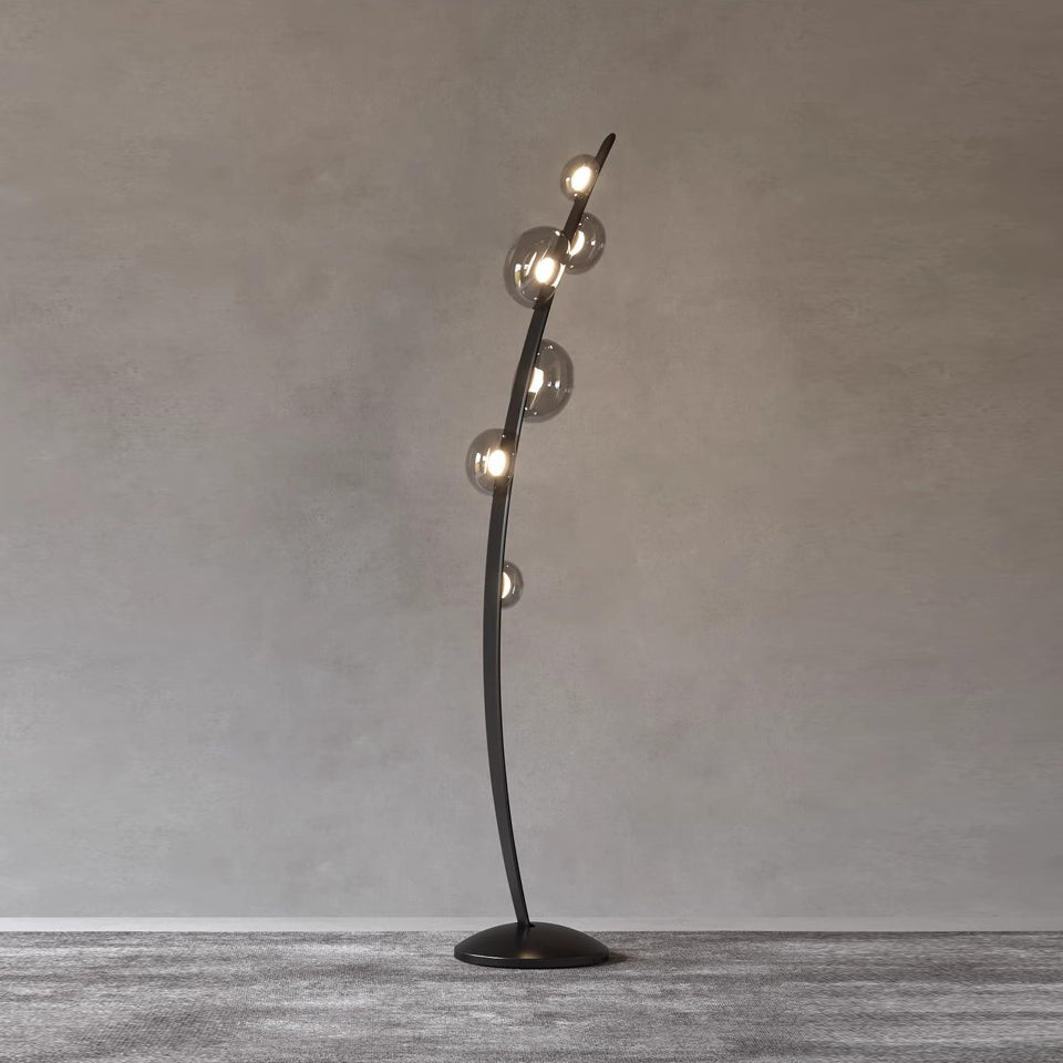 Halo Curved Metal Glass Floor Lamp