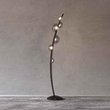 Halo Curved Metal Glass Floor Lamp