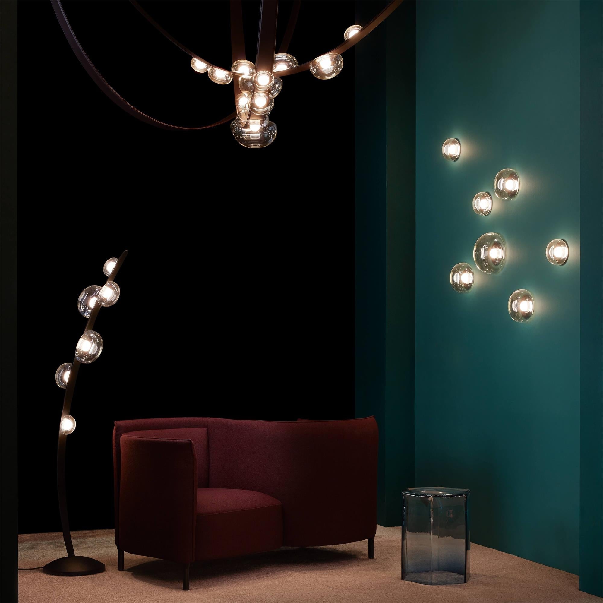 Halo Curved Metal Glass Floor Lamp