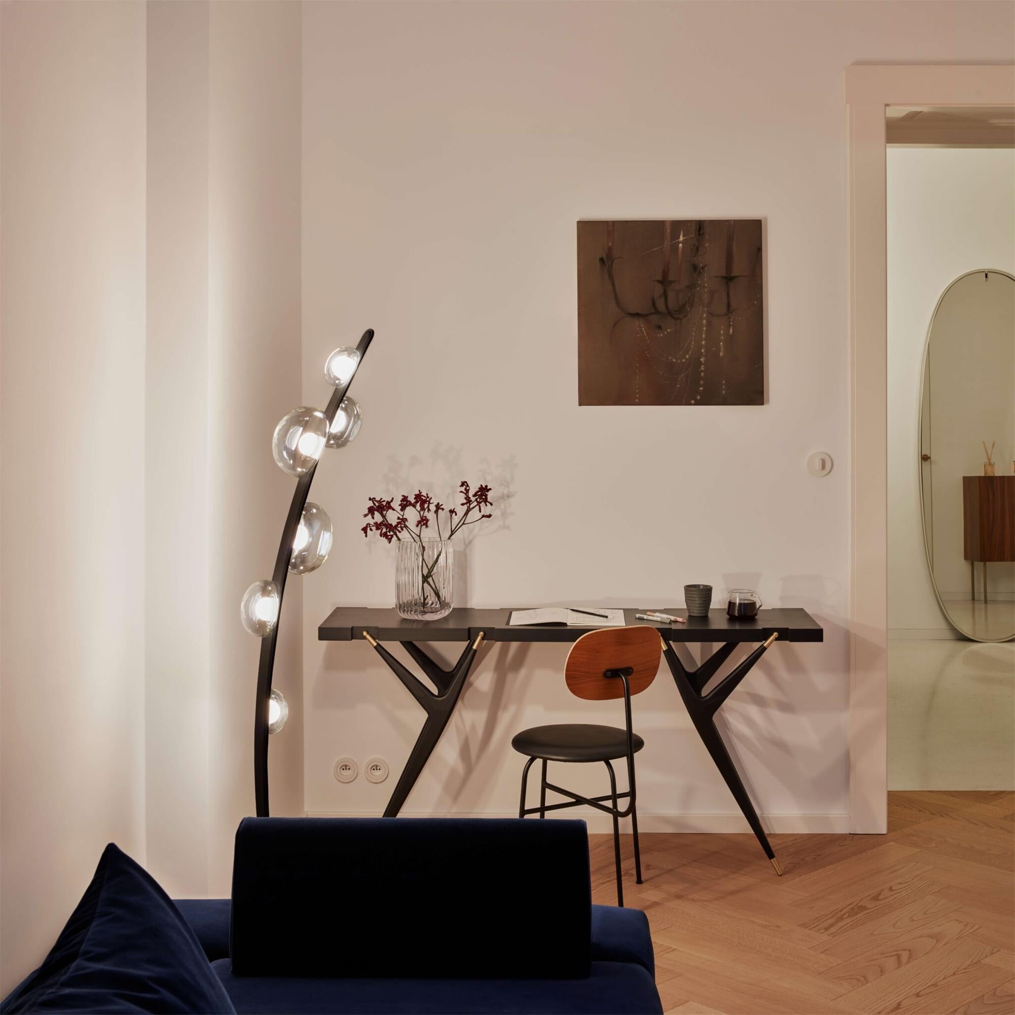 Halo Curved Metal Glass Floor Lamp