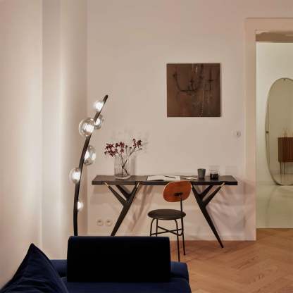 Halo Curved Metal Glass Floor Lamp