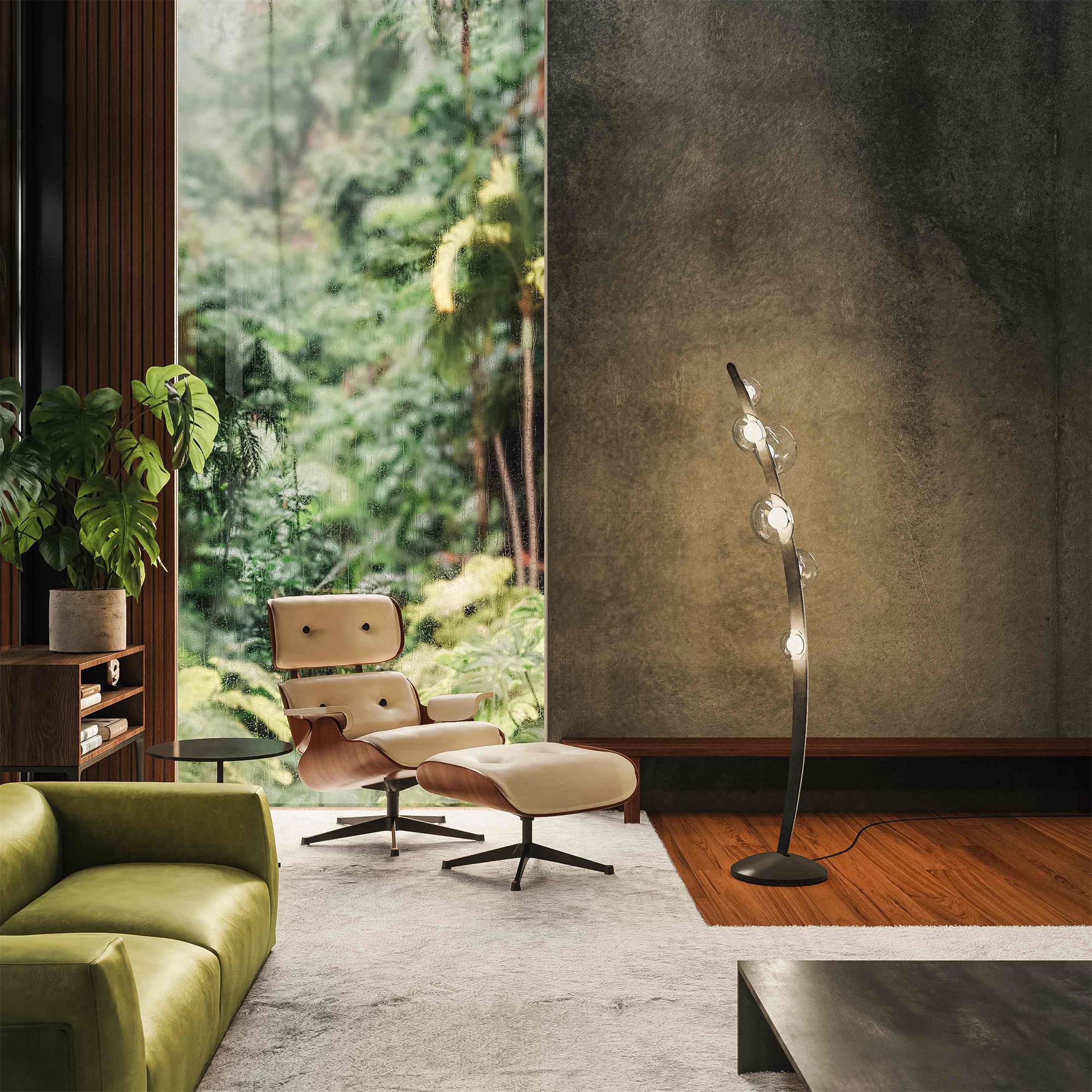 Halo Curved Metal Glass Floor Lamp