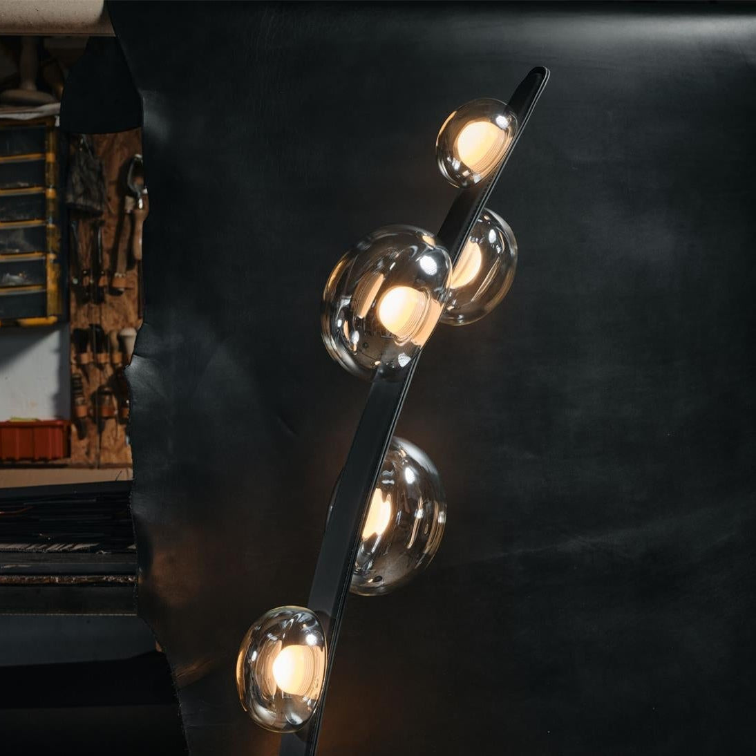 Halo Curved Metal Glass Floor Lamp